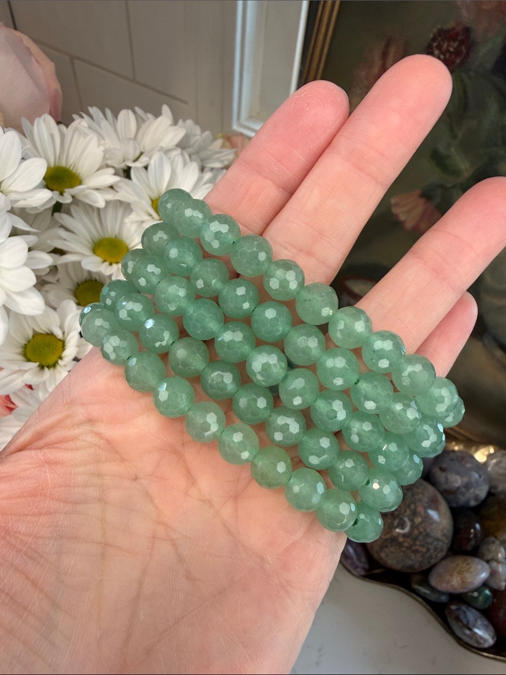 Faceted Green Aventurine Bracelet (listing is for 1): B1242